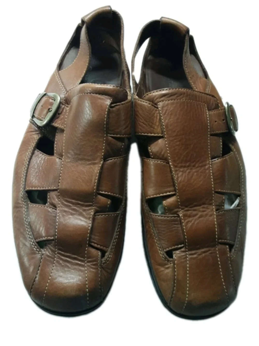 COLE HAAN-Classic FISHERMANS Leather SANDALS-Comfort Vibram Sole-Cognac-Sz 11M